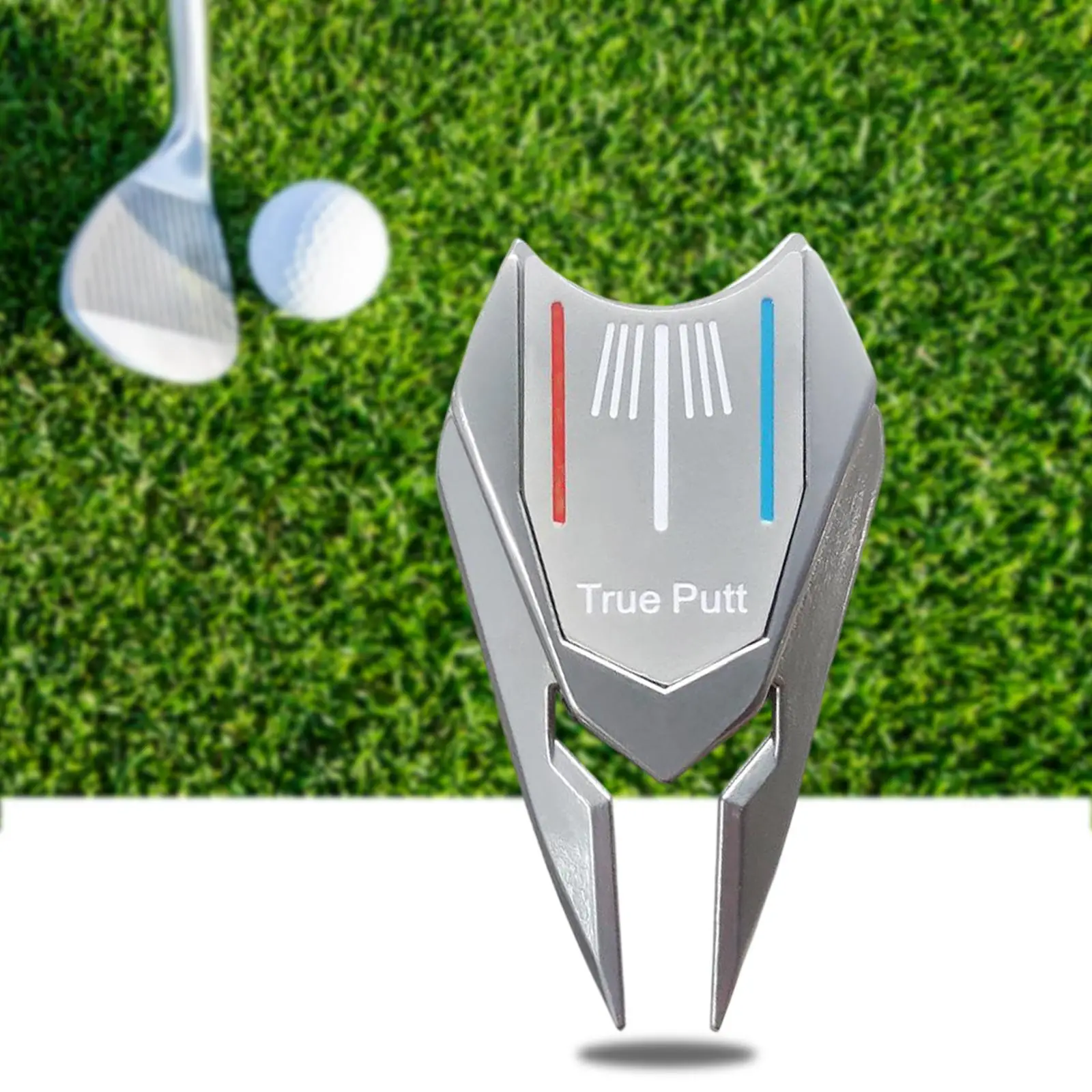 

2X Divot Repair Fork Golf Ball Marker Golf Accessories Detachable Golfer Silver