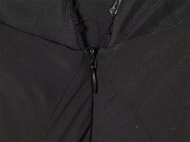 فستان نسائي شتاء 2025 جديد أسود بدون أكمام بحزام سباغيتي شفاف فستان متوسط الطول أنيق وعصري #6