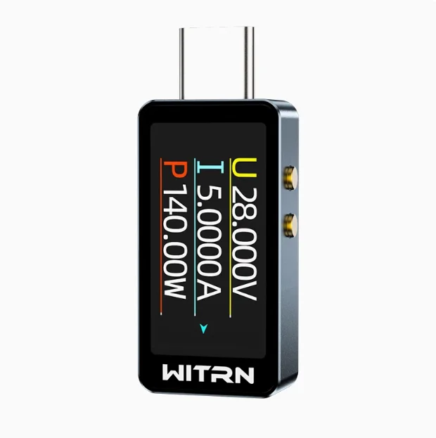 Rote Version CC1 WITRN USB-Spannungs- und Strommessgerät Tester PD3.1 Digitalanzeige 28V Typ-C Leistungsmesser CC-Messgerät Farbbildschirm