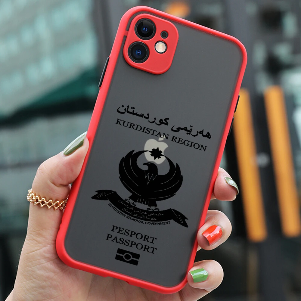 Kurdistan Kurdistanê Passport Phone Case For iPhone 15 14 13 12 11 Mini Pro Max X XR XSMax 7 8 Plus Matte Transparent Back Cover