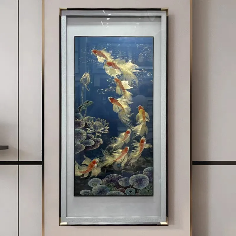 Modern entrance entrance wall paintings symbolize the high-end murals in the modern Chinese-style corridor