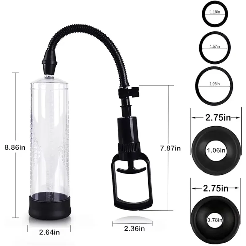 Estensore per pompa per pene Ingranditore manuale Manicotto per pene Dispositivo di allenamento per potenziatore sessuale Giocattolo del sesso per uomini Coppia Erezione più forte e più grande