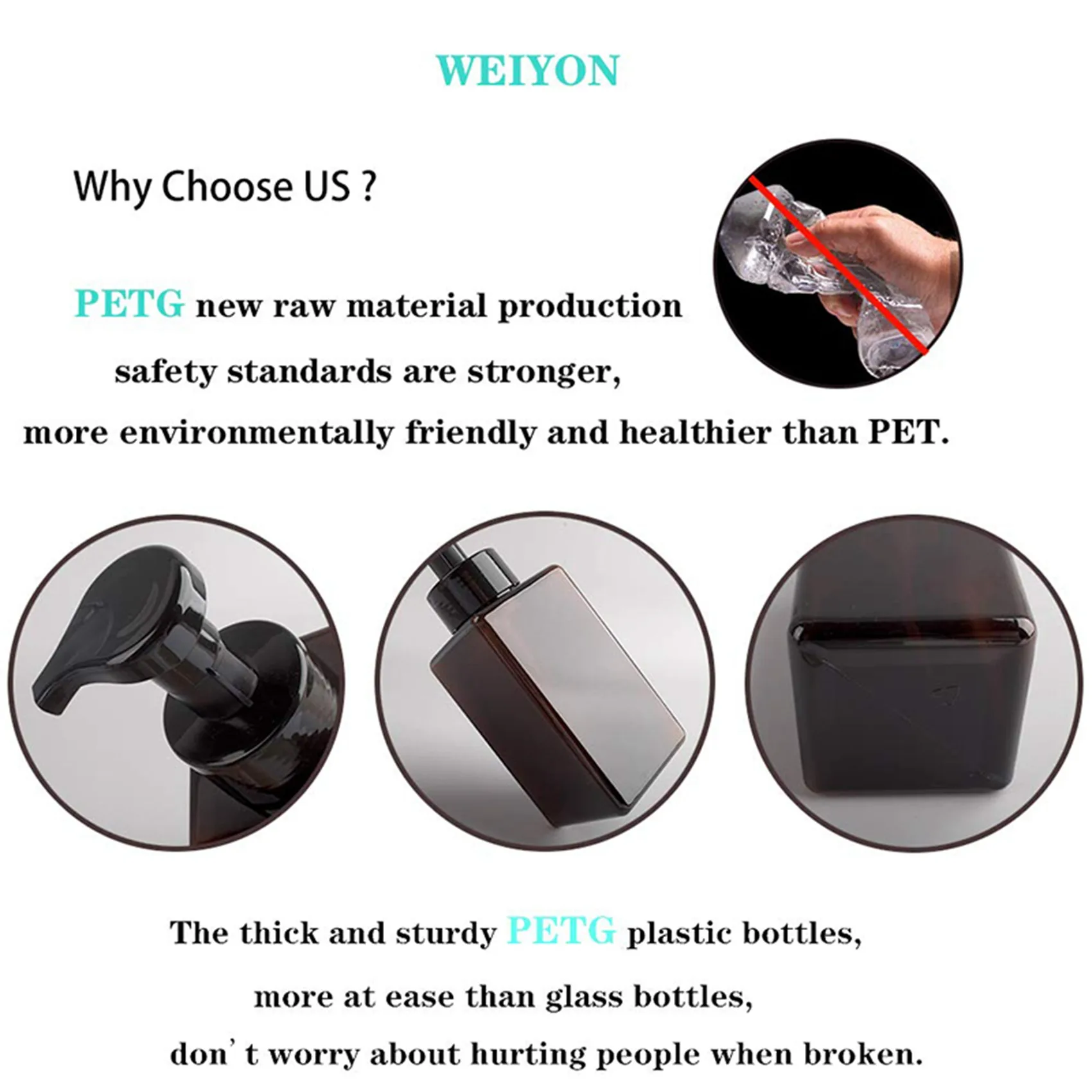 

IALJ-8 Pack Foaming Soap Dispenser 15Oz Refillable Foam Liquid Hand Soap Empty Plastic Pump Bottle Container - Brown 450Ml