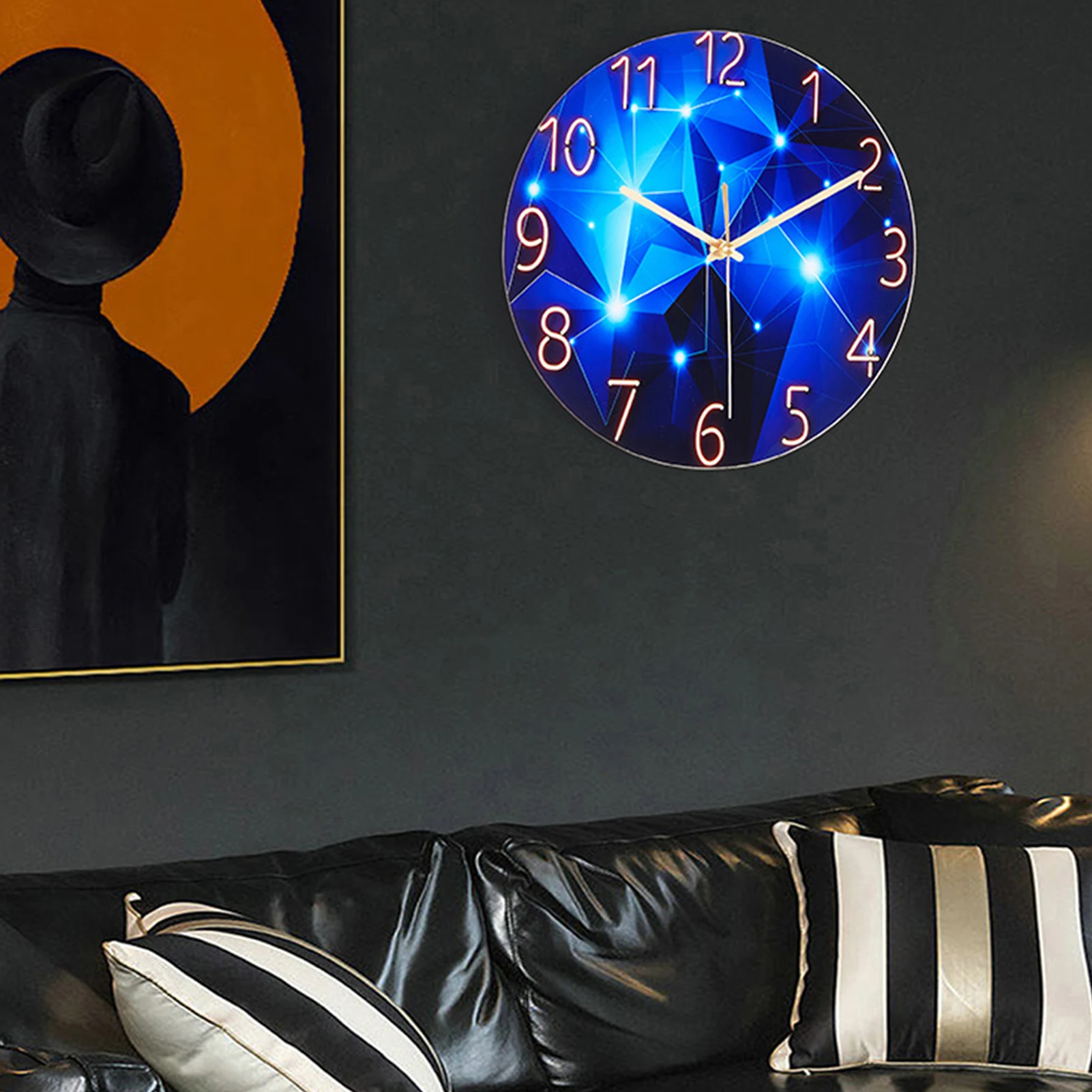 Round Silents Wall Clock, Glass Clock, Wall Clock, Art Picture for Home Office, Modern Decorative Clock, 30cm