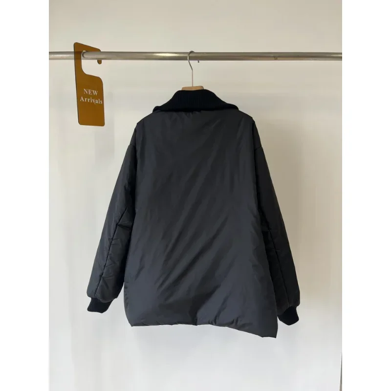 2023 Early Spring Swedish Design Warm Fluffy Profile Thread Sleeve Loose Turtleneck Baseball Jacket Women