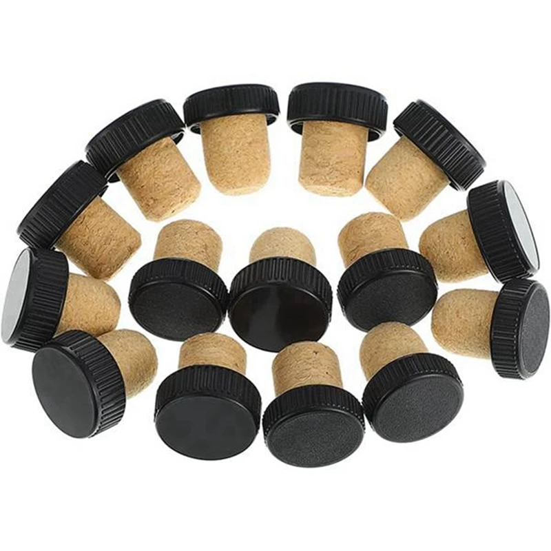 50Pcs Cork Plugs Cork Stoppers Tasting Corks T-Shape Wine Corks With Plastic Top Wooden Wine Bottle Stopper Bottle Plugs