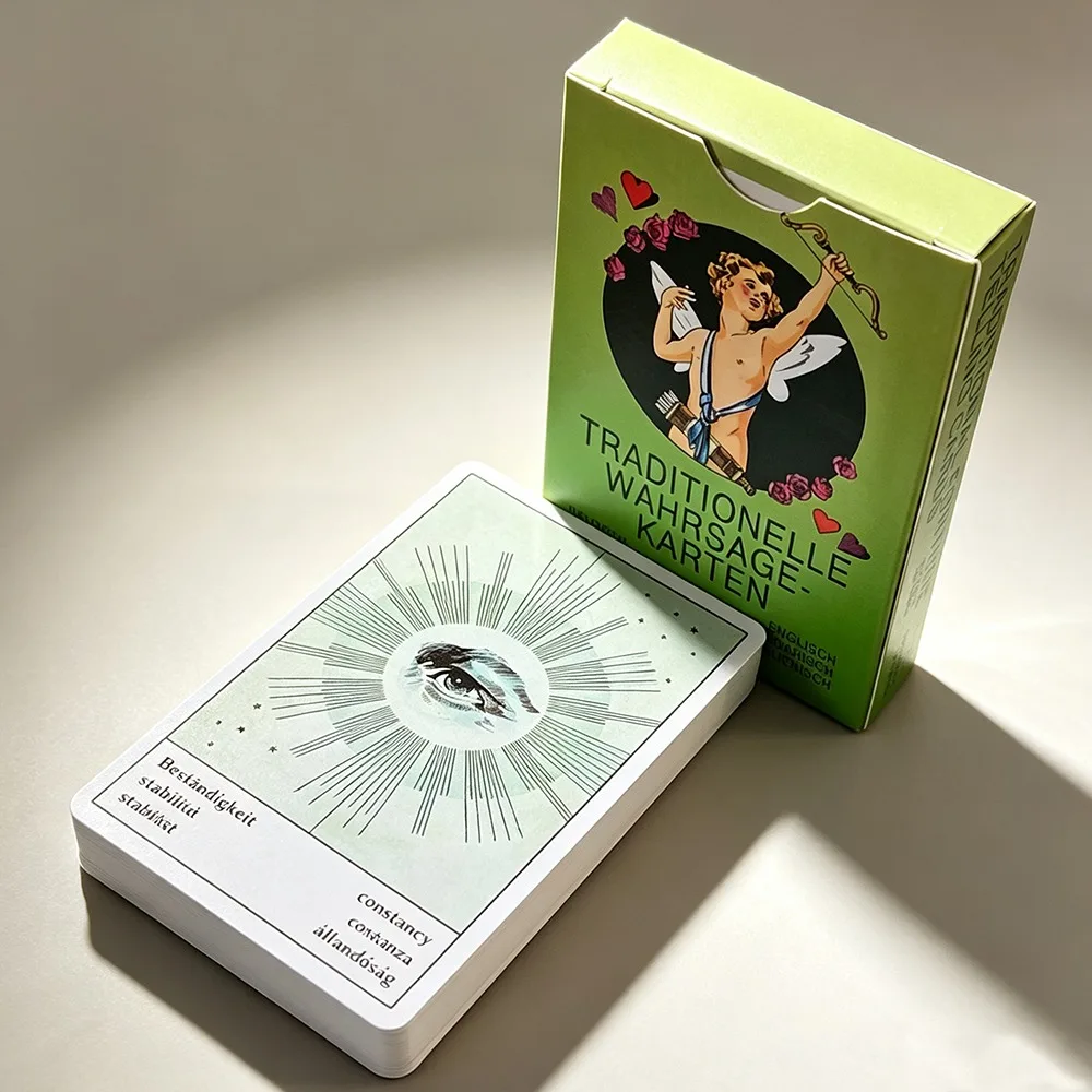 36 cartes Oracle classiques, cartes traditionnelles vintage de style gitan avec significations multilingues et dos de cartes sur le thème des constellations du zodiaque