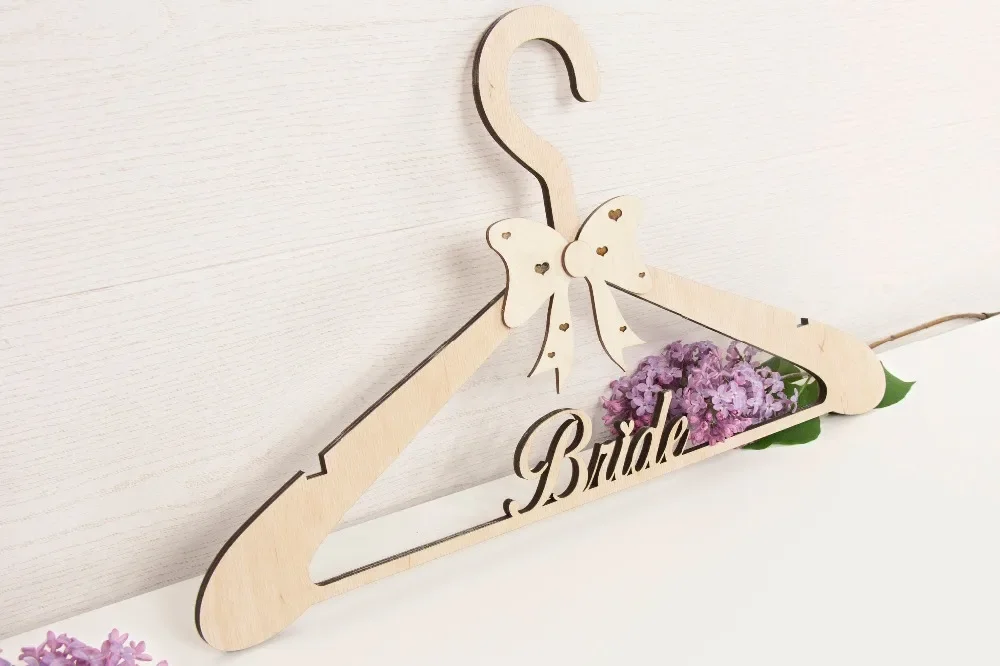 

Personalized Mr Mrs Bride & Groom Bridesmaid Wedding Dress Hangers, Engraved Wood Hanger