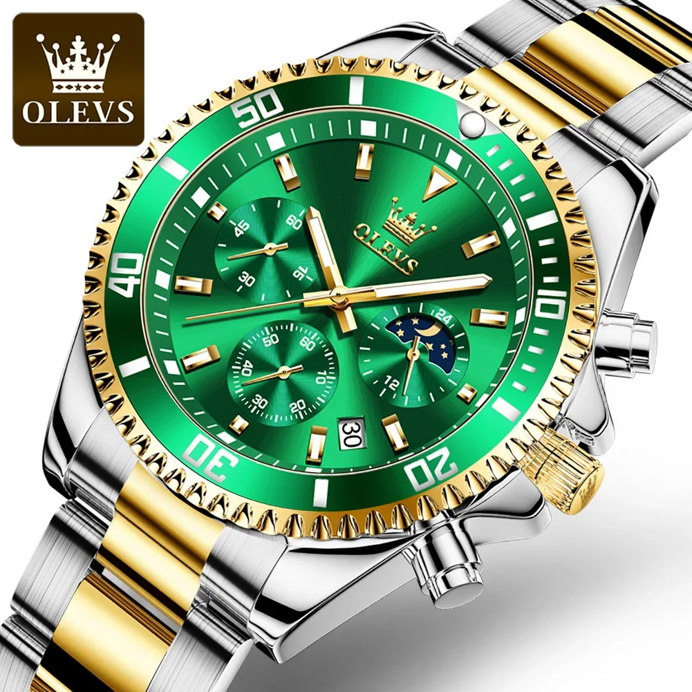 OLEVS 2870 Waterproof Quartz Watch For Men, Stainless Steel Strap Fashion Multifunctional Exquisite Men Wristwatches Luminous