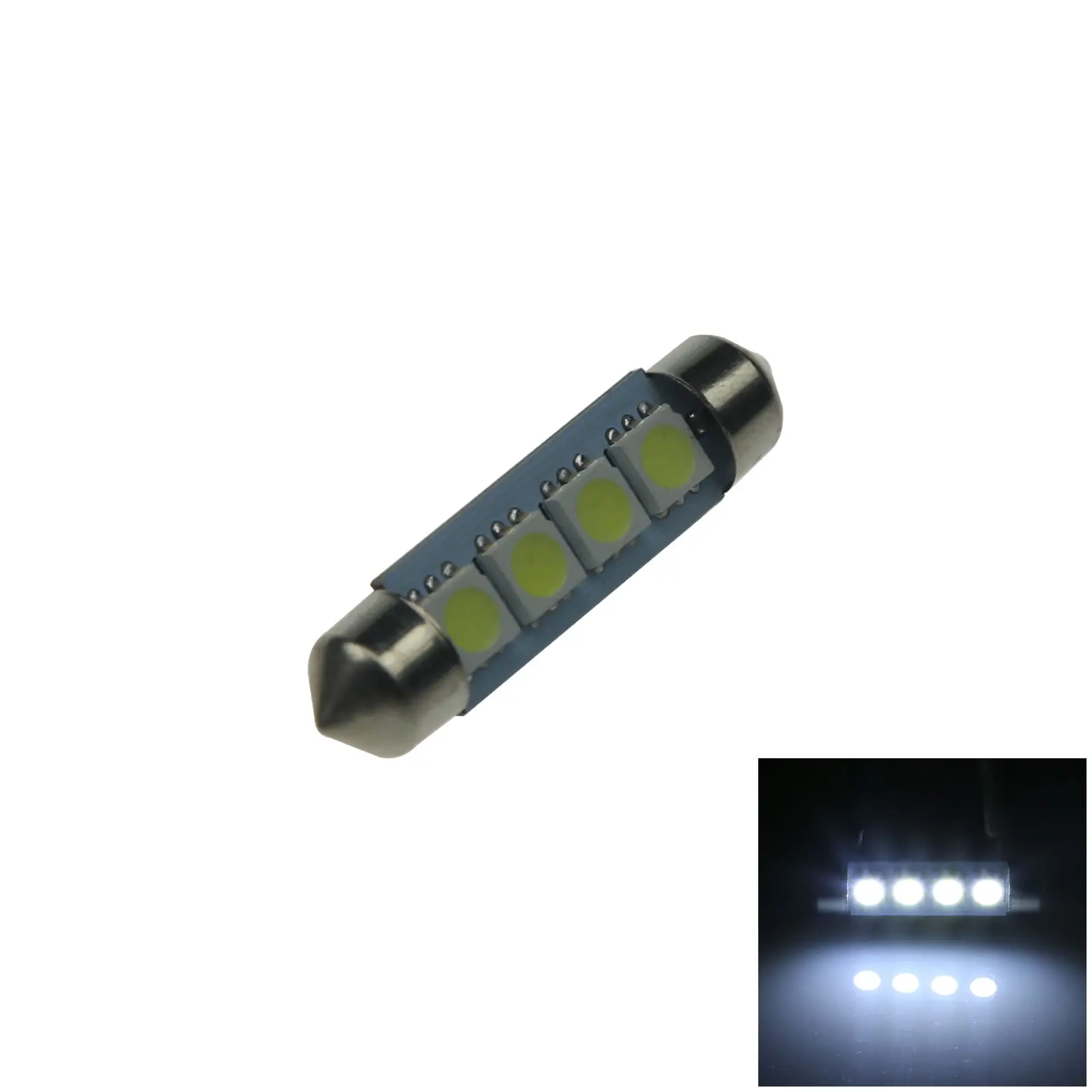 1x Weiß Auto 42MM Girlande Licht Kuppel Blub 4 Strahler 5050 SMD LED 40MM Z20011