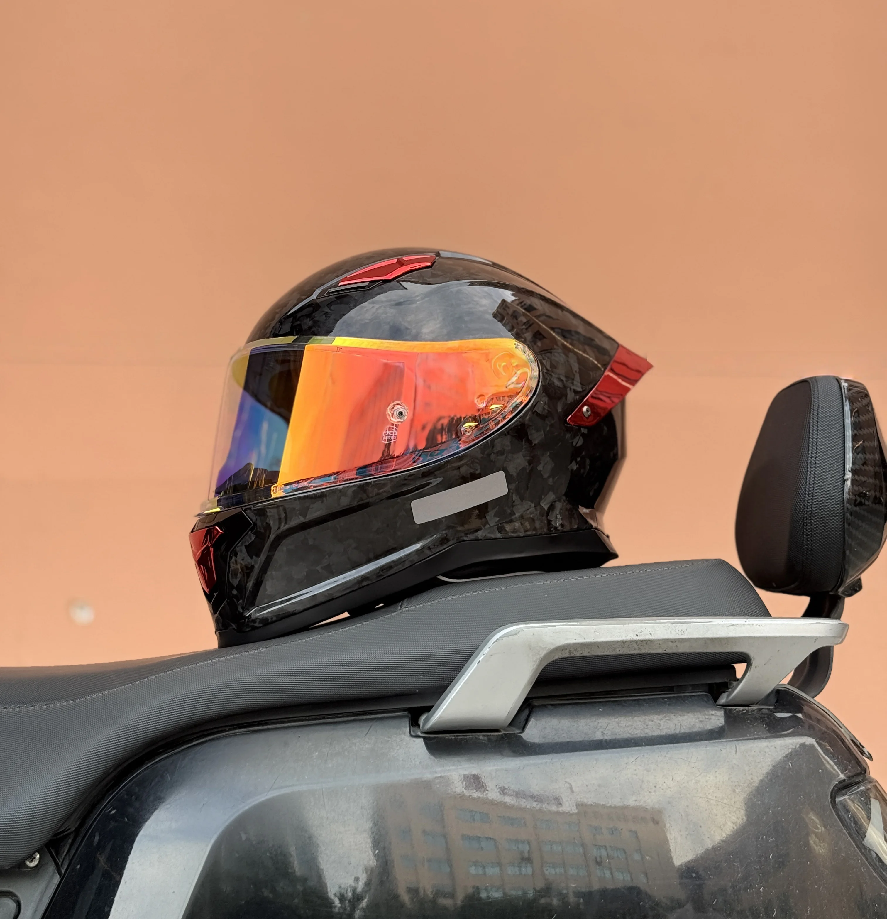 Impact-Resistant Forge Finish Carbon Fiber Helmet - Quick-Release & Integrated ,12-Month Warranty