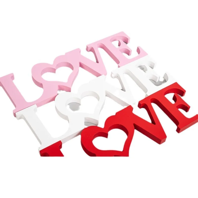 Enhance Love Atmosphere - Exquisite  Wooden Letters Decoration with European Style for Valentine\'s Day, Home and Weddings