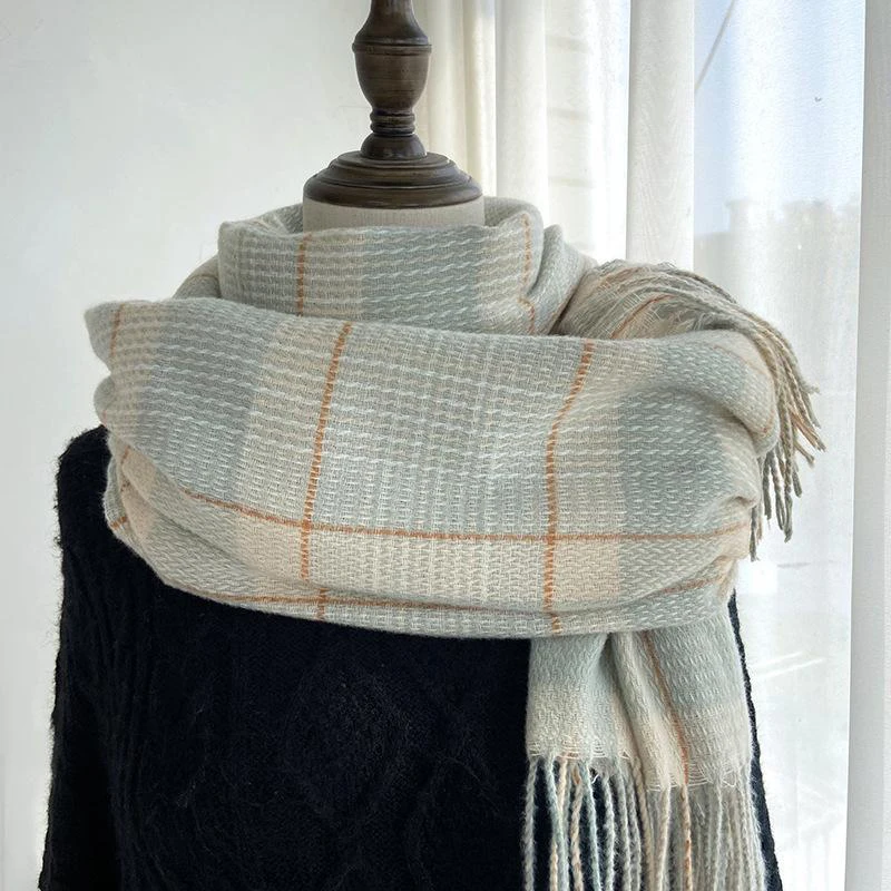 Scarf Shawl Women's New Korean Version Versatile Imitation Cashmere Plaid Scarf