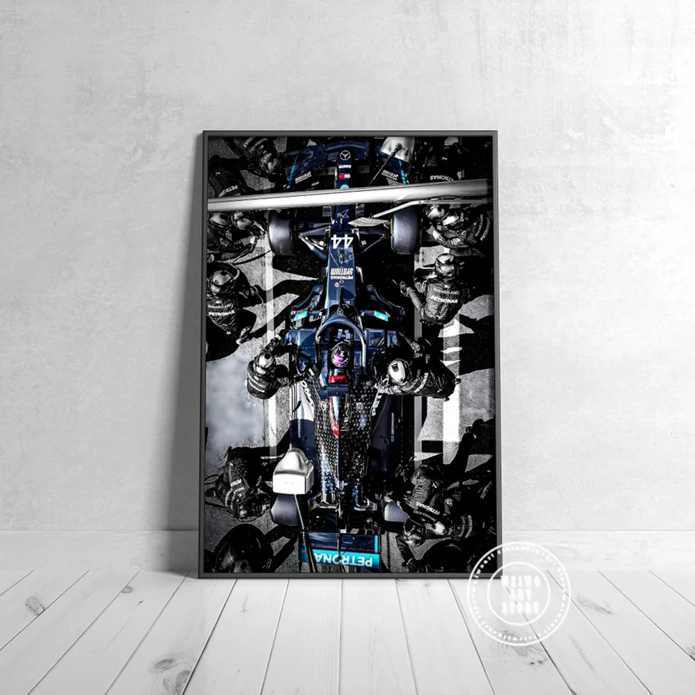 الفورمولا 1 هاميلتون المشارك F1 مرسيدس سباق السيارات قماش يطبع اللوحة الرقمية موتور سبورت جدار صورة فنية لغرفة المعيشة ديكور #5