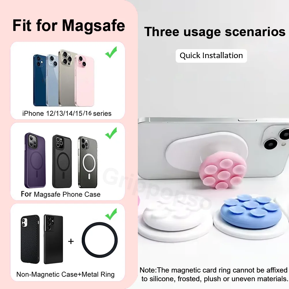 

Grippopso Phone Holder Colorful Magnetic Kickstand With Silicone Cover Magnetic Phone Grip Holder Stand For iPhone And Samsung