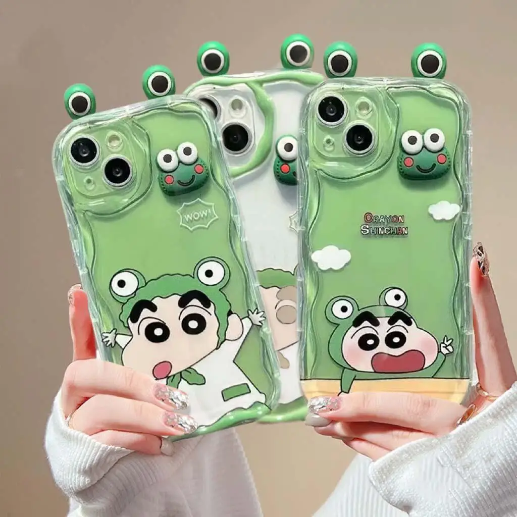 3D Frog Eyes Cute Crayon Shin-chan Case For Infinix Note 40 30 Pro Zero 30 Hot 40i Smart 8 7 GT 20 Cover Soft Capa Clear