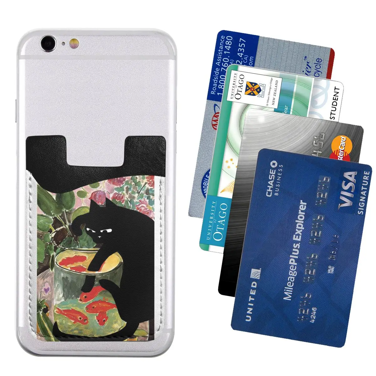 Matisse's Goldfish And A Cat Genuine Leather Phone Card Wallet - Compact RFID-Blocking Card Holder with Money Pocket