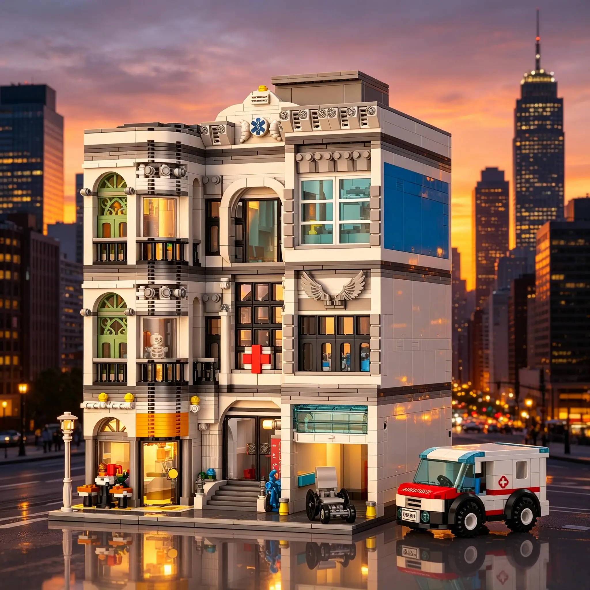 2684PCS Hospital House Buildings Sets with City Architecture Modular Building Block Assembly Model Kit Adults Gifts Educa Toys