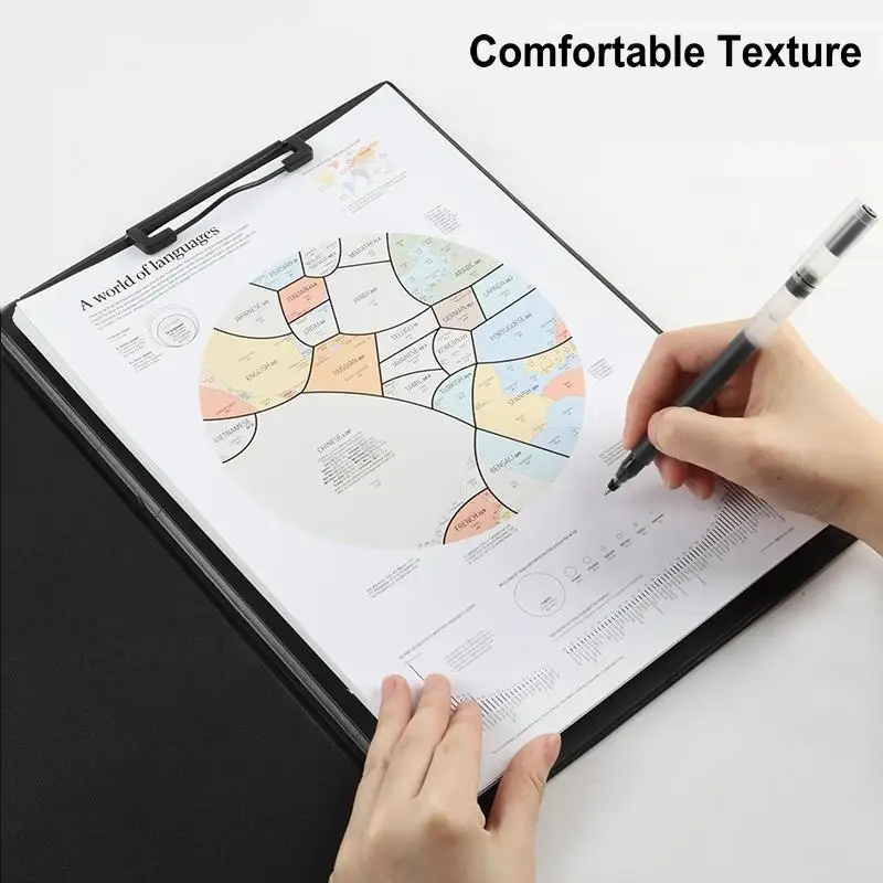 حافظة من جلد البولي يوريثان مقاس A4، لوحة كتابة مجلدة للمؤتمرات، حافظة قابلة للطي عالية الجودة مع مساحة تخزين #4