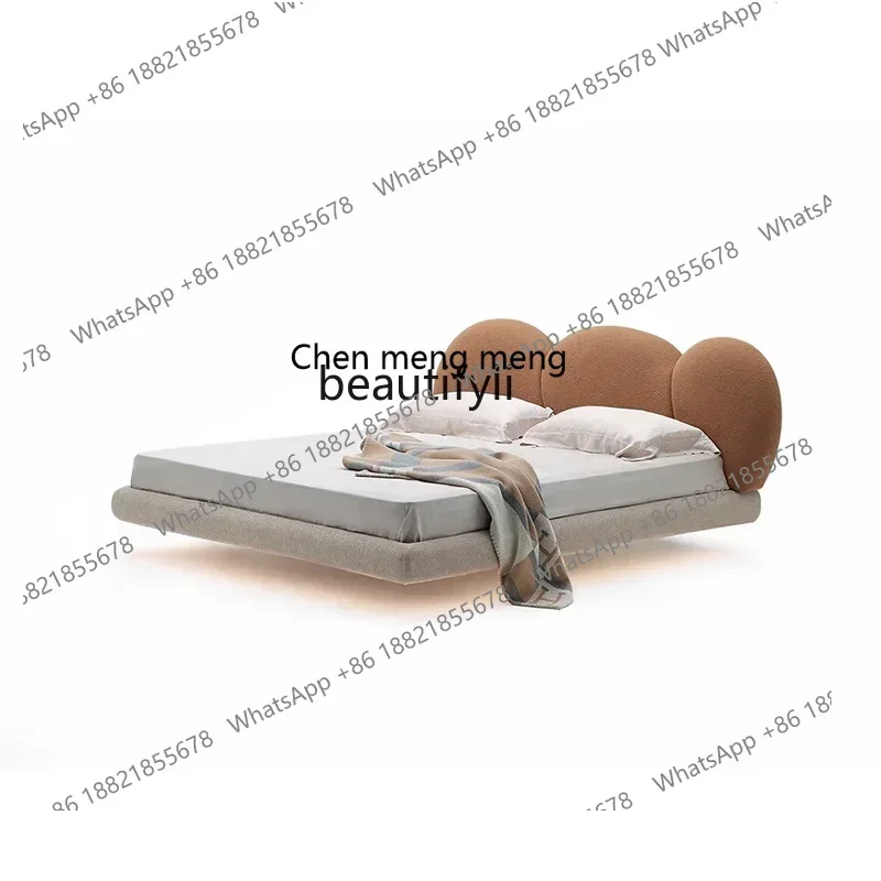 SS ss7486 Nordic modern simple high-end children's master bedroom, designer suspended double pebble fabric bed