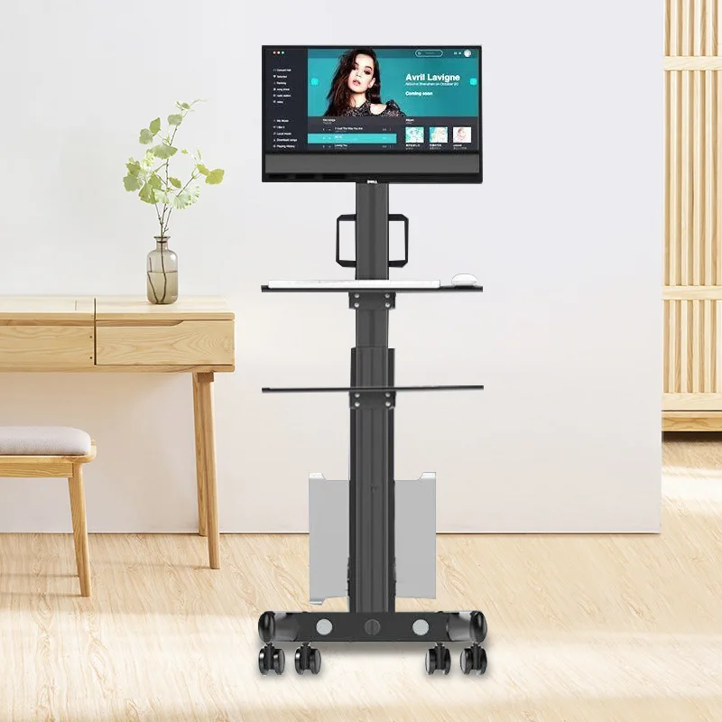 Modern Manual Multi-Level Nurse Station Mobile Workstation Vertical round Cart Design by Doctor Durable Metal Material