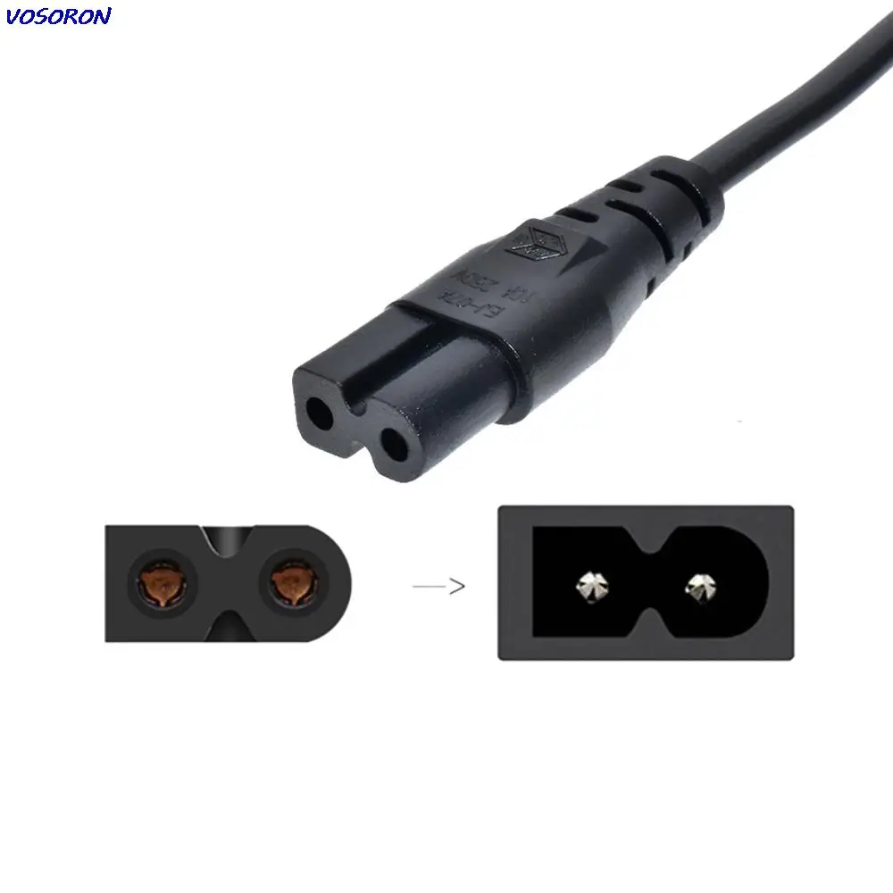 EU Schuko CEE7/16 plug to 2 Slot Polarized Figure 8 AC Adapter Power Cord European Power Adapter to IEC320 C7 AC Power Cord 1.8M