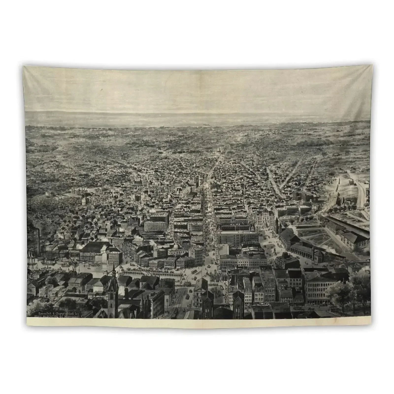 

Vintage 1895 Birds-eye view of Providence, Rhode Island Tapestry Decorations For Your Bedroom Room Decor Korean Style Tapestry