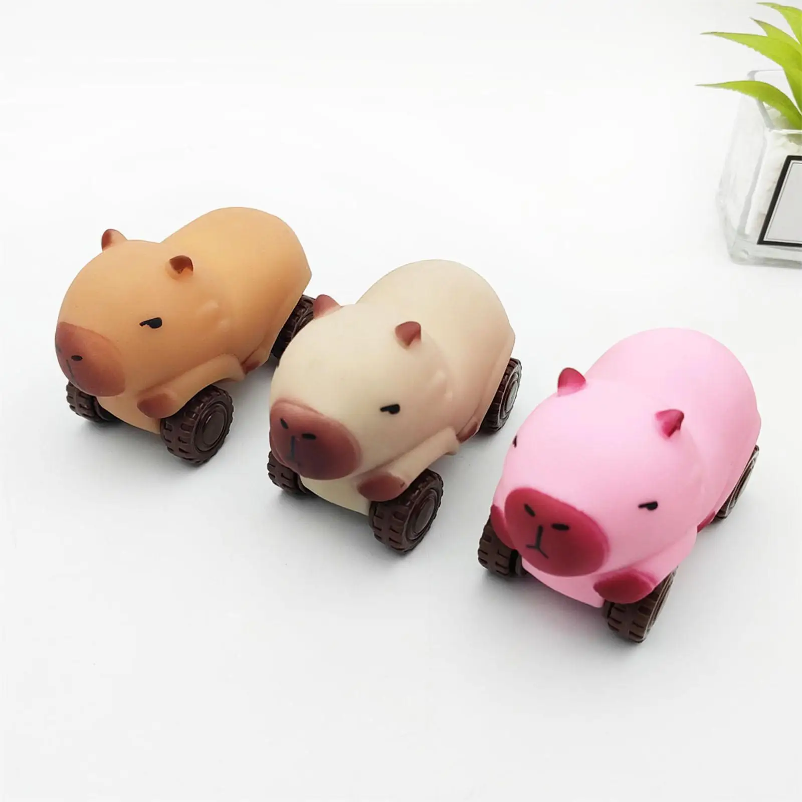 Capybara Pull Toy Desktop Decor Funny Cartoon Party Favor Creative Wheeled Cart for Preschool Children Kids Baby Birthday Gift