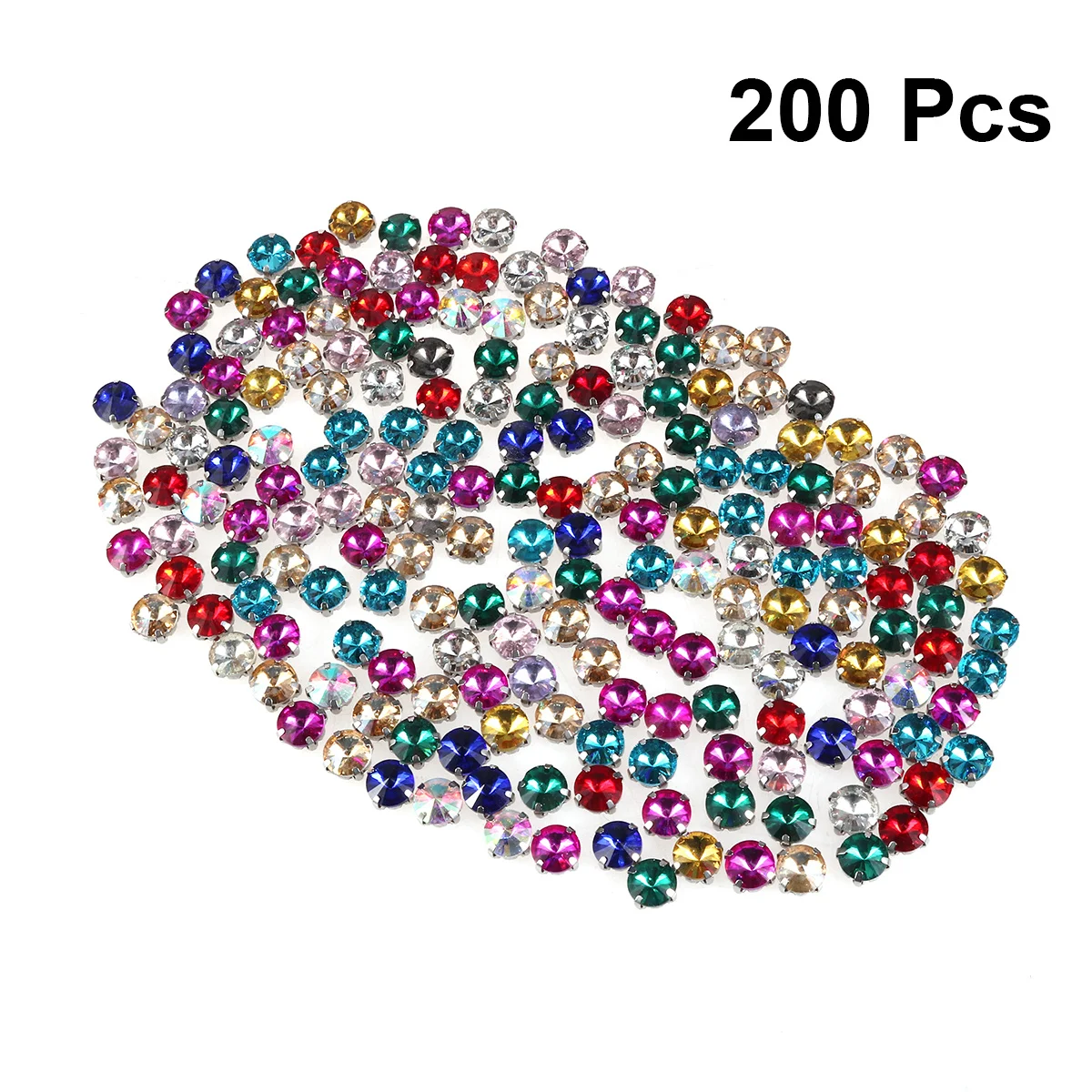 

200pcs Four Claw Drill Glass Rhinestones Round Sewing Crystals Colorful Elegant Accessories For Diy Clothes Shoes Wedding Dress