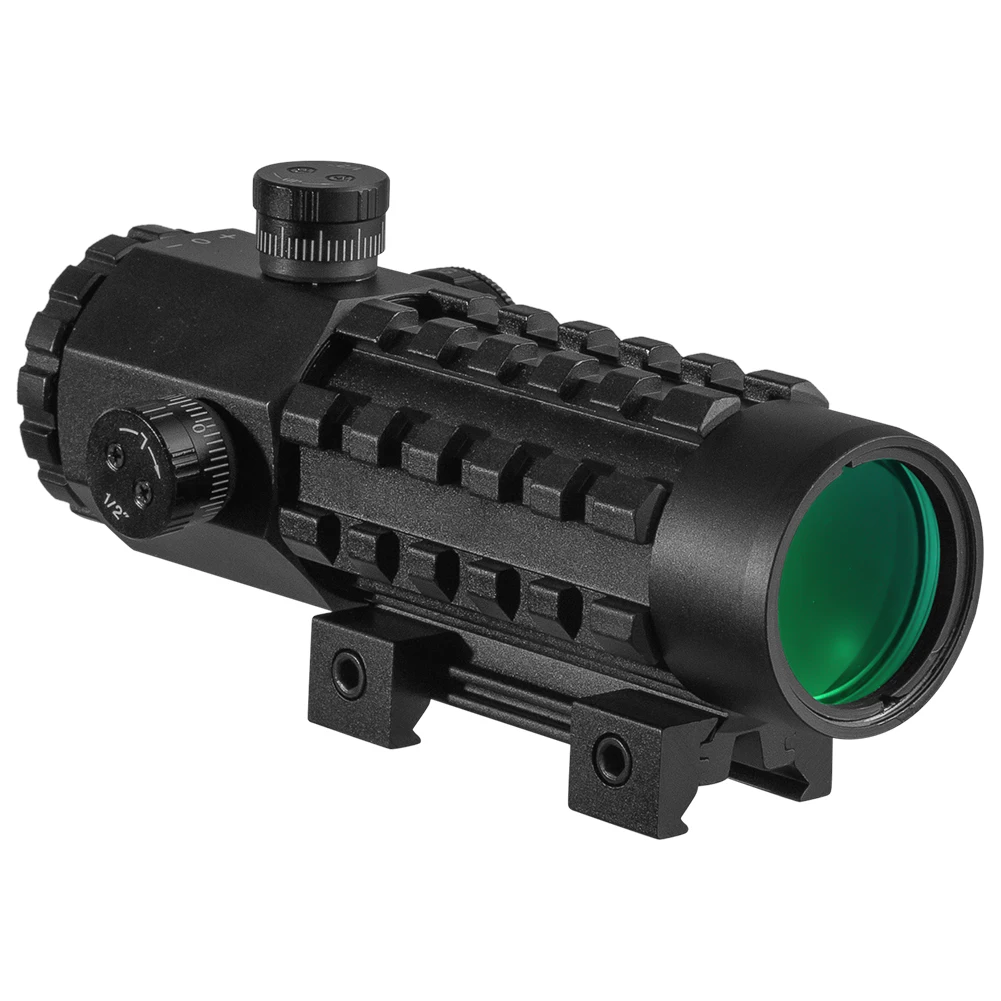 Fire Wolf 3X28 Green Red Dot Cross Sight Scope Tactical Optics Riflescope Fit 11/20mm Adjustable Rail Rifle Scopes for Hunting