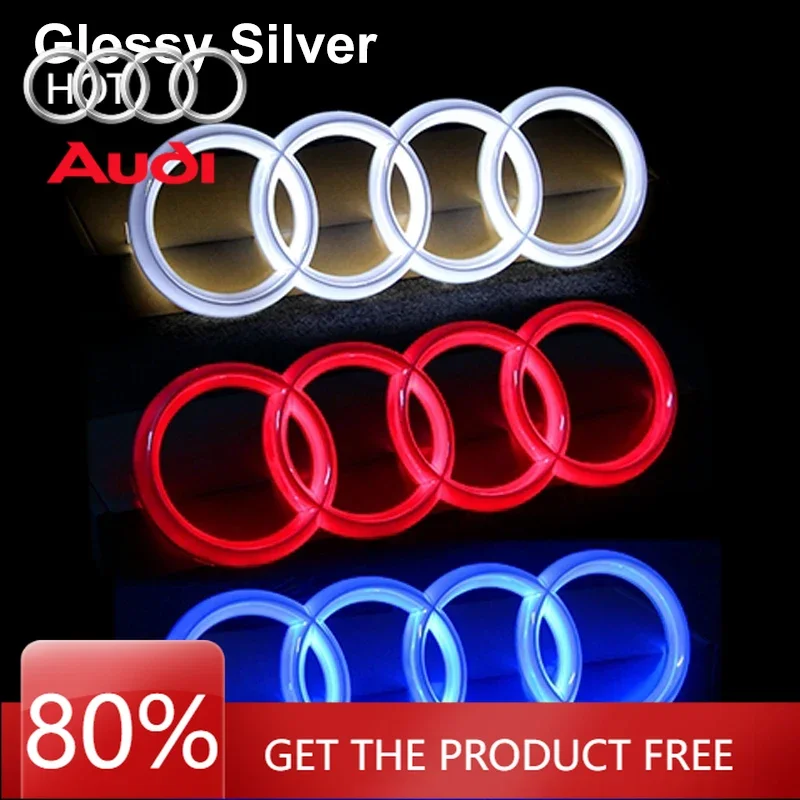 

2026 Hot Interior Stickers LED Logo Light Car Front Grille Badge Emblem Sticker for A3 A4 A5 A6 Q5 RS5 audi A4L Q3 A8 Decals Aut