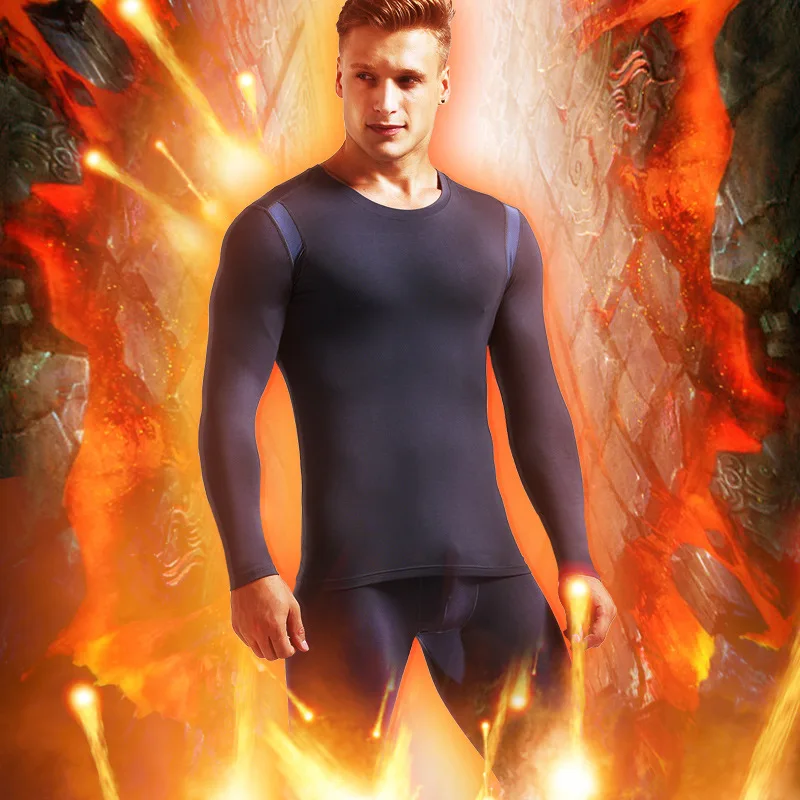 

Men's Modal thermal underwear set crewneck warm cotton sweater youth long Johns thin bottom underwear autumn and winter