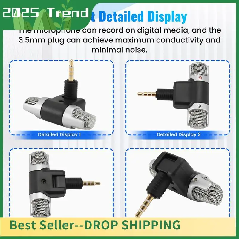 Top Deals Mini 3.5Mm Jack Microphone Portable Stereo Microphone For Phone Recording Microphone For Smartphone