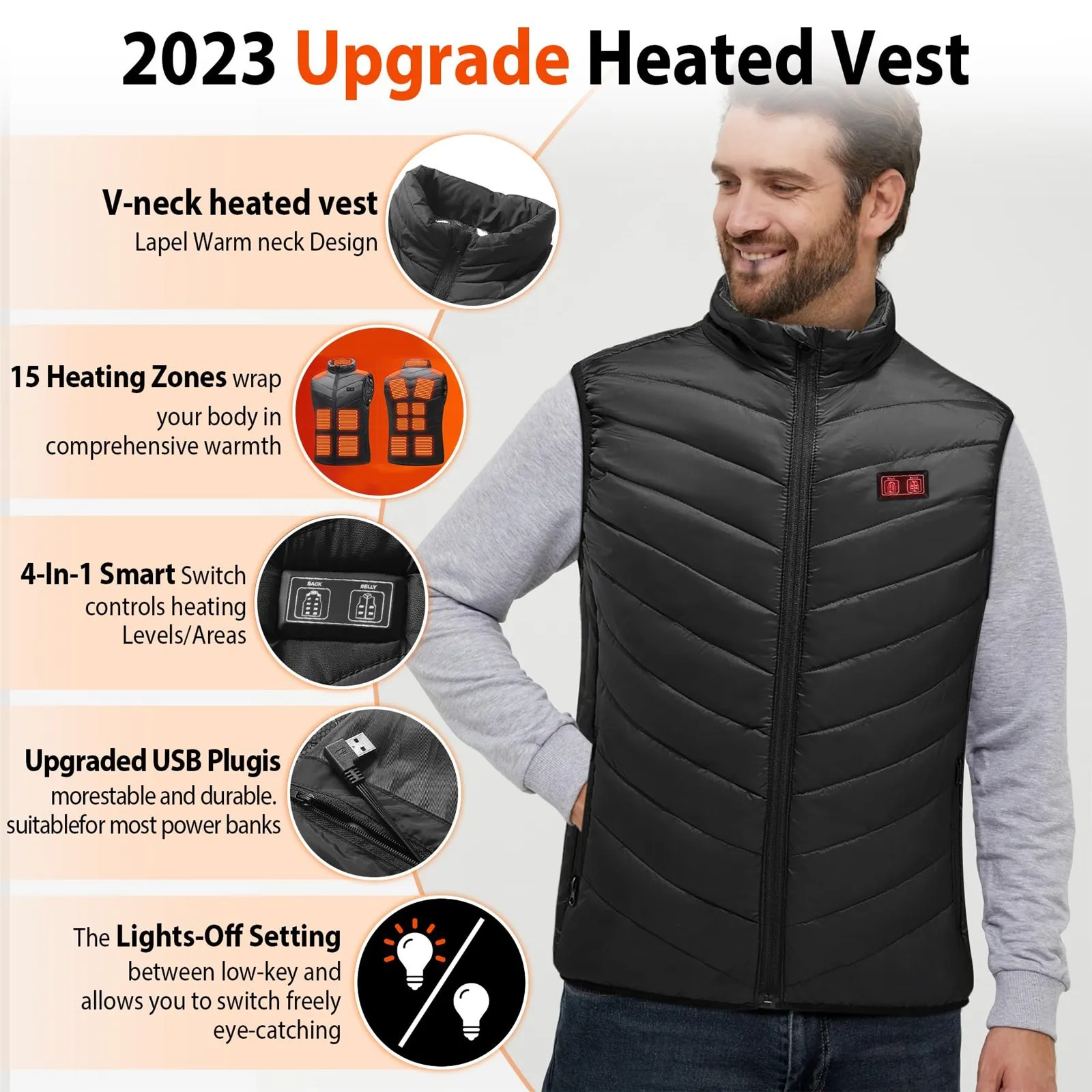 Unisex Zone 15 Smart Heating Vest Warm Winter Outdoor Coats For Men And Women Fashion Smart Heating Clothing Heated Vest