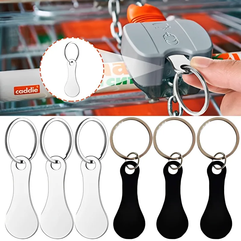 Reuse Shopping Cart Token Key Ring Trolley Recycled Alloy Key Chain Accessories KeyringCharms Metal Keychains Carts Coin Holder