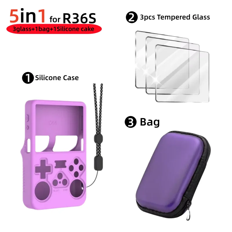 Per R36S Custodia morbida in silicone/Protezione in vetro temperato HD/Borsa portaoggetti Custodia protettiva antigraffio Accessori da gioco 3 Per R36S Custodia morbida in silicone/Protezione in vetro temperato HD/Borsa portaoggetti Custodia protettiva antigraffio Accessori da gioco