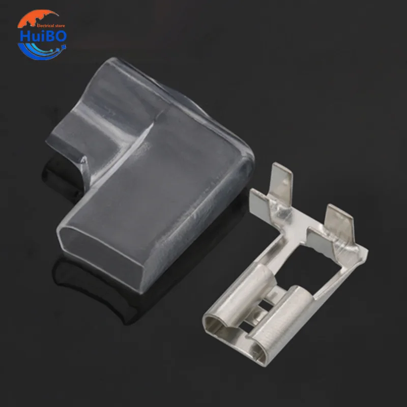 

100Sets(200pcs) 6.3 Female flag-shaped With Jacket Crimp Splice Terminals Wiring Spring Cold Pressed Wire Cable Connector