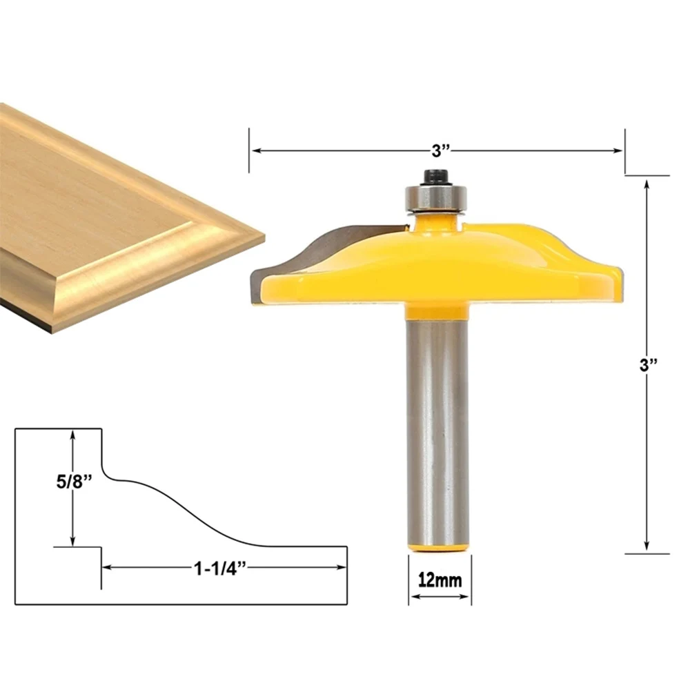 12mm Shank 3pcs Door Panel Cabinet Tenon Router Bit Cabinet Rail & Stile Set Panel Raiser Ogee Milling Cutter for Wood