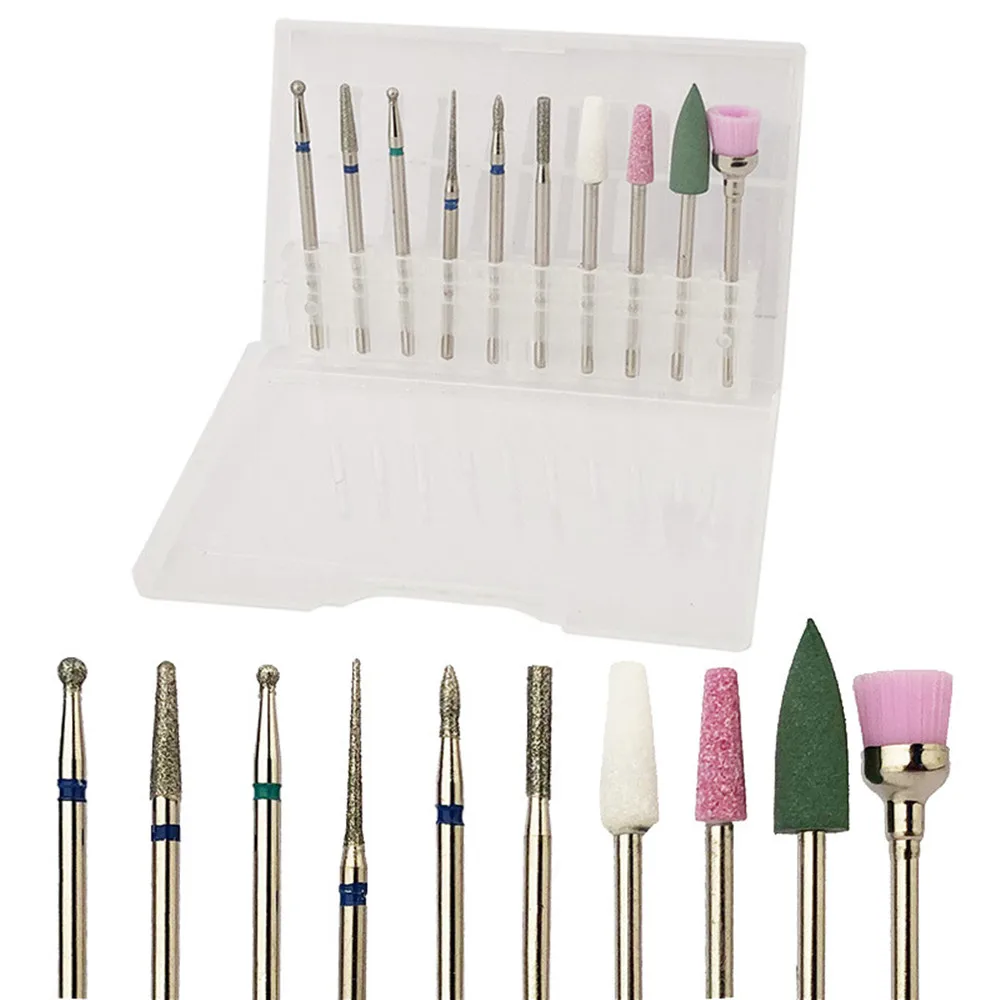 

10 шт. сверла для ногтей из карбида вольфрама алмазные сверла удаление для акриловых ногтей Гель-лак полигель лак для ногтей