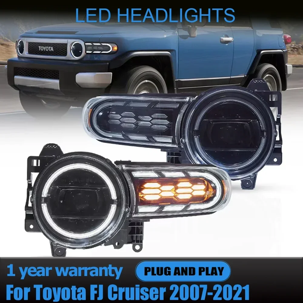 

Headlight For Toyota FJ Cruiser 2007-2020 LED DRL Projector Lens Retro Frog Eye Design Assembly Upgrade Bifocal Lens Accessories