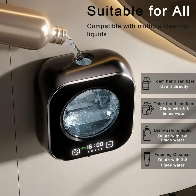 Smart Induction Hand Washer Sensor Wall Mounted Foam Infrared Sensor Liquid Soap Dispensers with Temperature Digital Display image 5