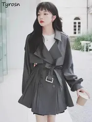 Trench Women M-4XL Retro Loose Design Sweet All-match Elegant Minimalist Pure Korean Style Stylish Daily Leisure Autumn Ladies