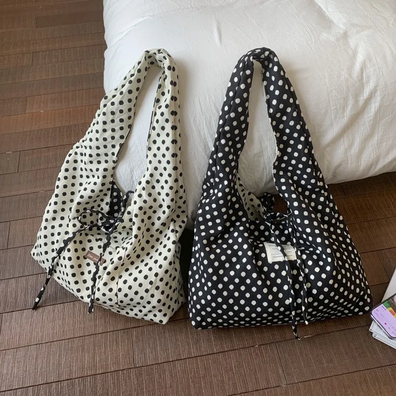 

Двусторонняя сумка-хобо из холста, большая вместительная сумка через плечо в горошек/леопард/клетку, повседневная сумка через плечо, универсальная сумка-тоут для женщин