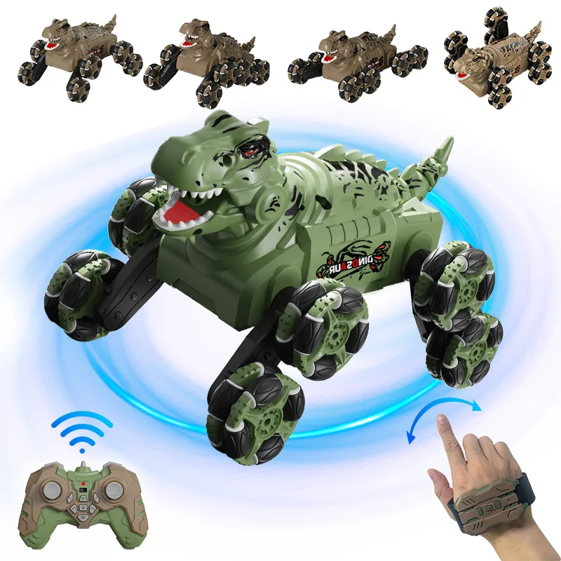 Dinosaur remote control car eight-wheeled variant spray deformation stunt car four-wheel drive climbing gesture sensor toy car