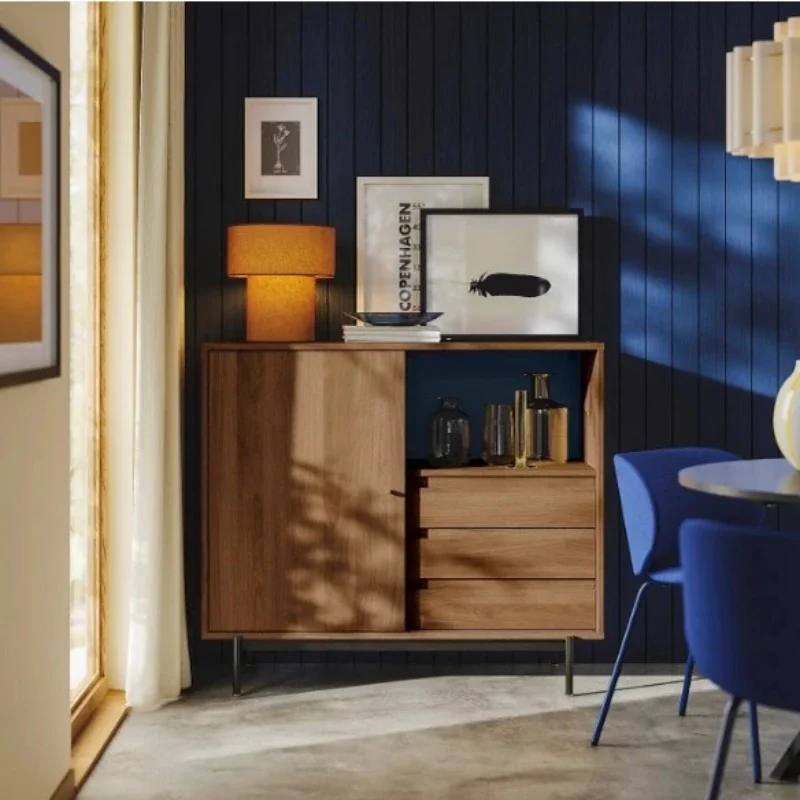 side cabinets display cabinets brown walnut grain simple and modern Living room furniture Mid-century cheap bedrooms wardrobes