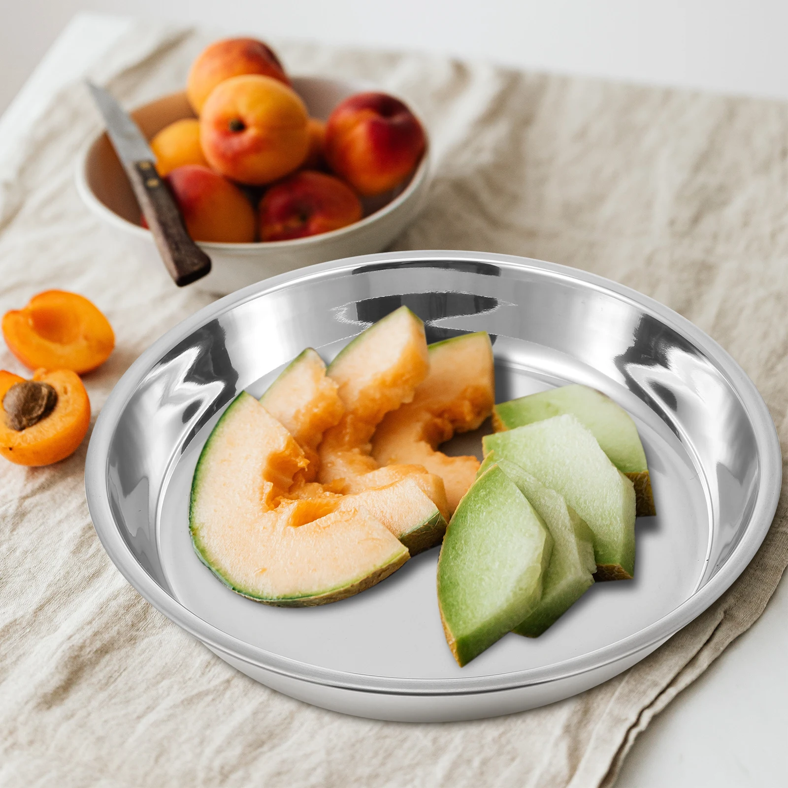 

4 Pcs Stainless Steel Food Plate Home Tray Kitchen Supply Anti Rust Dessert Pastry Storage Multi Function Tableware Set