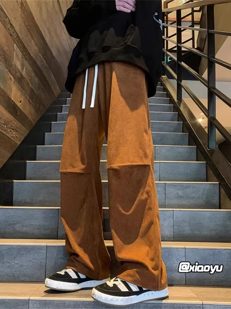 

American Sle Heavyweight Corduroy Men's Casual Pants Autumn Winter Loose Trendy Straight Leg Sweatpants Wide Leg Casual Lon...