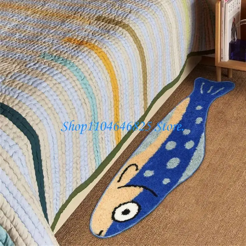 Decorative Fish Flocking Carpet Soft for Playrooms Bedrooms