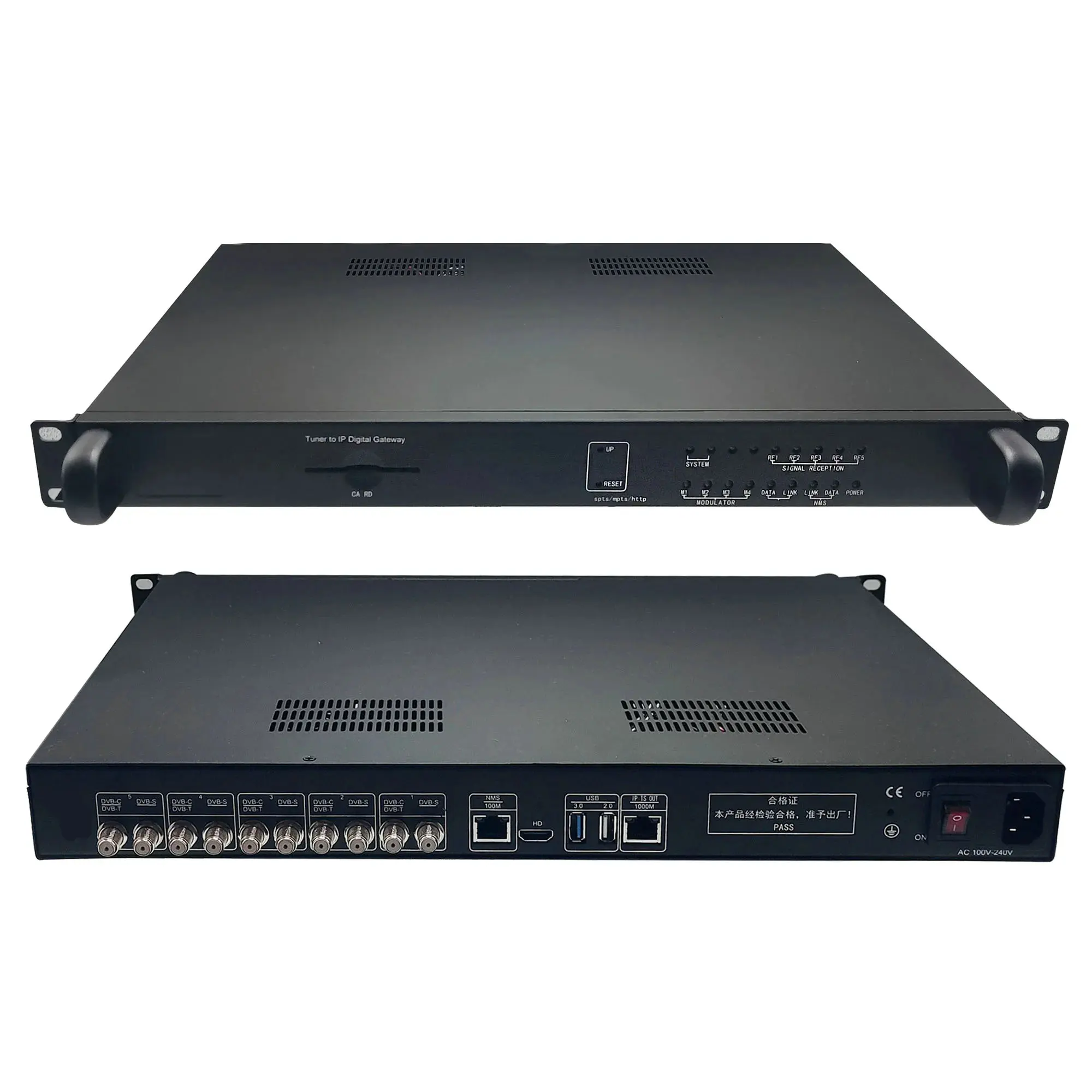 

5-канальный тюнер для IP-шлюза DTV IRD-приемник DVB-S2 DVB-T2 DVB-C ISDBT A к IP UDP HTTP RTSP OSCAM CA Дешифрование