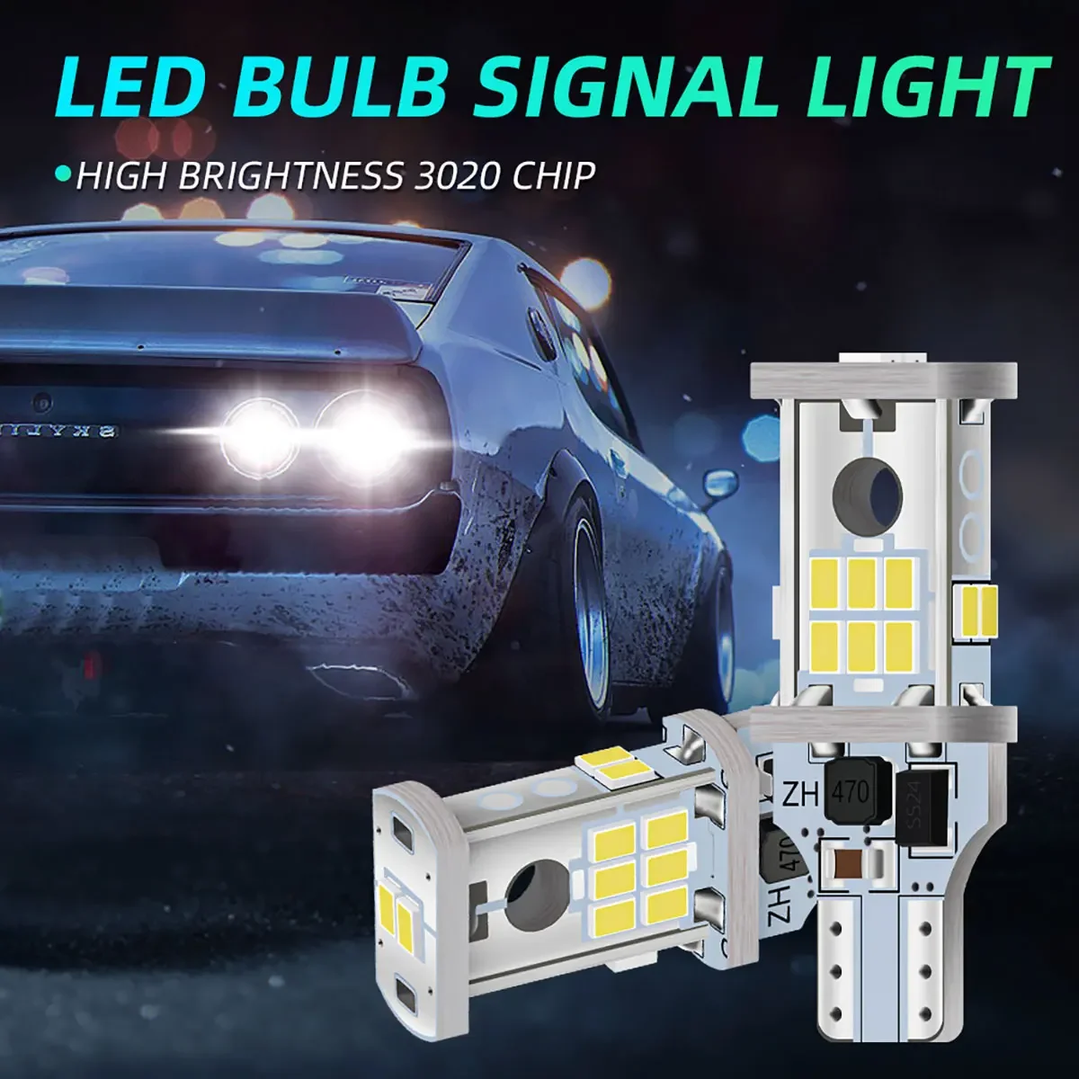 2pcs Car T15 W16W LED Bulbs 3020 18SMD 6000K White Auto Backup Reverse Light Brake Stop Lamp Plug and Play 12V Signal Lights